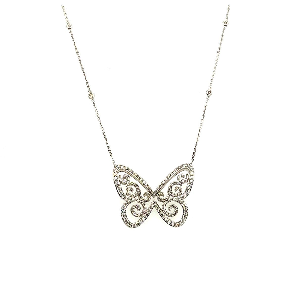 Collier Messika "Butterfly" Pavage Diamants Chaîne en Or Blanc-photo-4