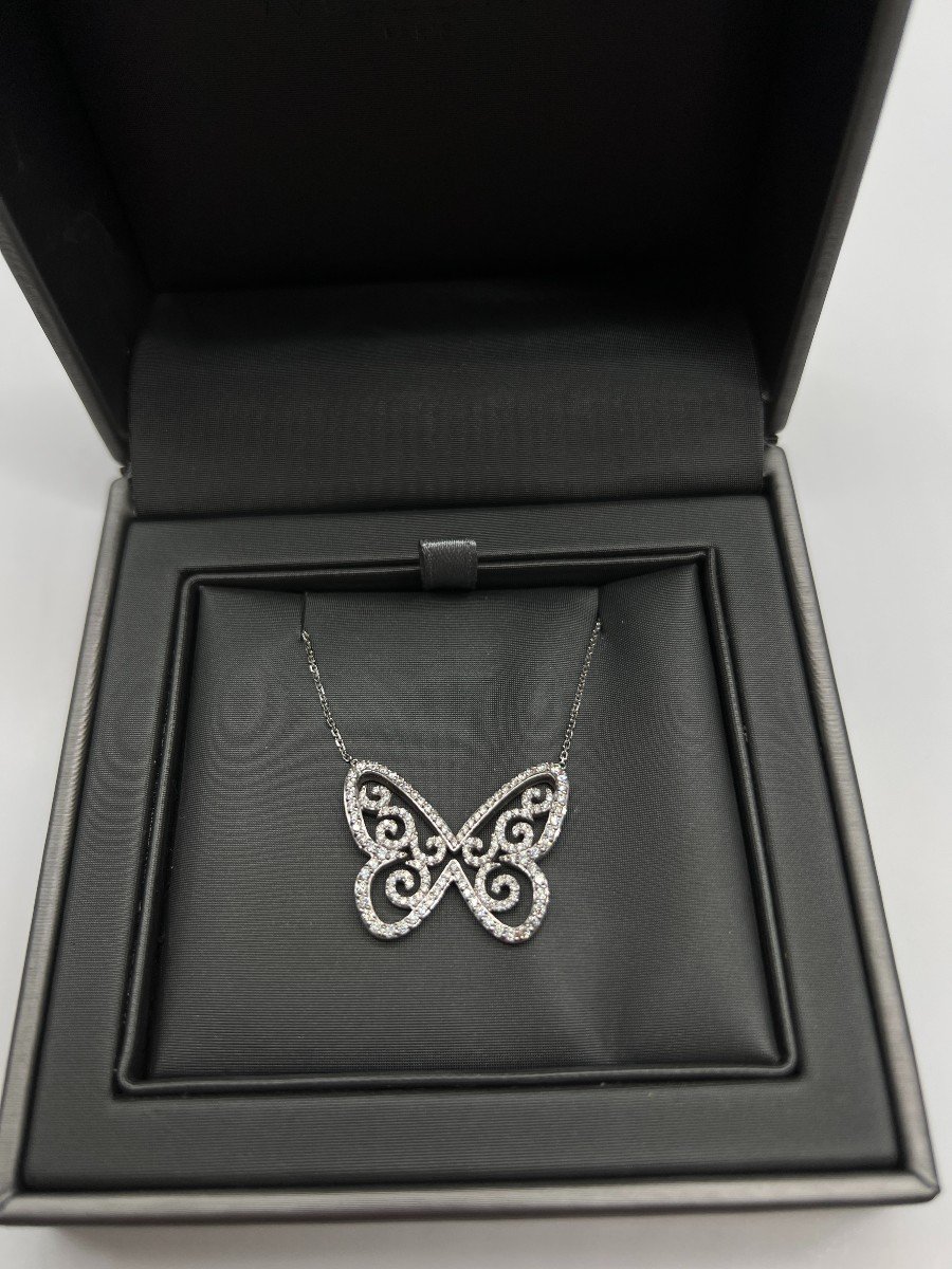 Collier Messika "Butterfly" Pavage Diamants Chaîne en Or Blanc-photo-5