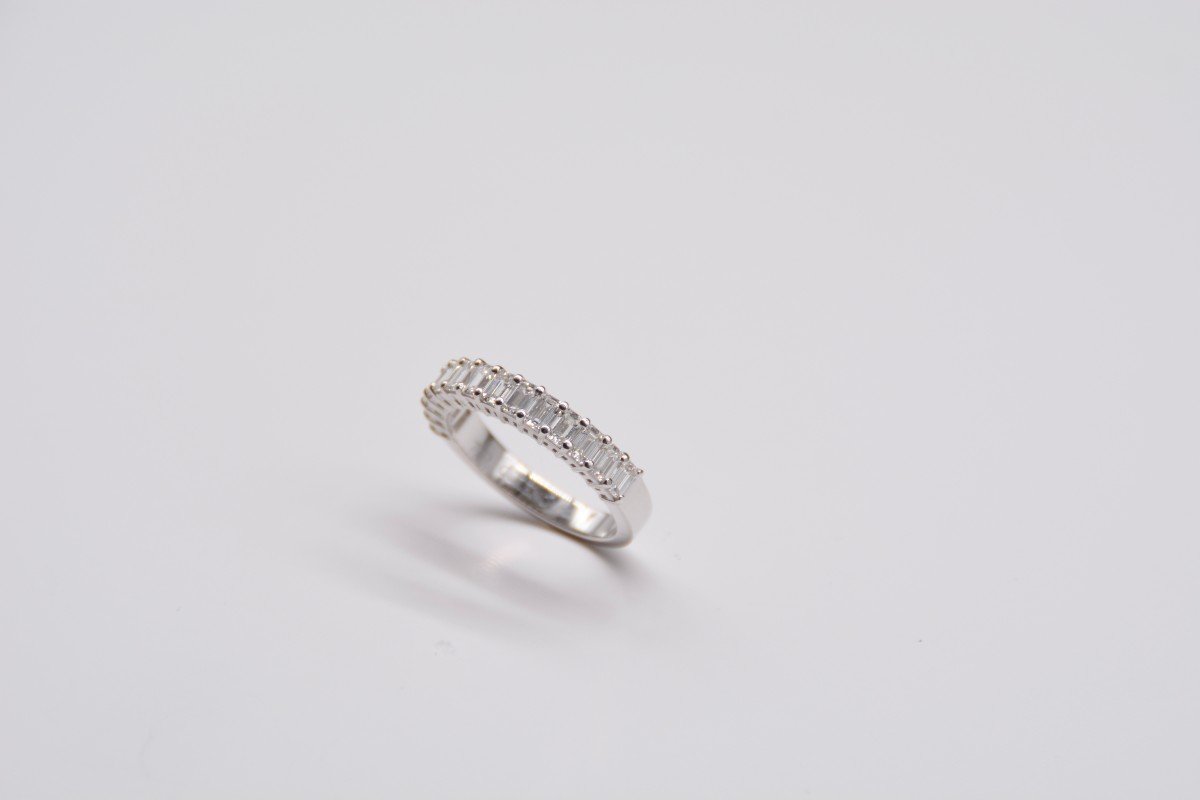 Bague De Fiançailles Diamants Surmontée D’or Blanc -photo-5