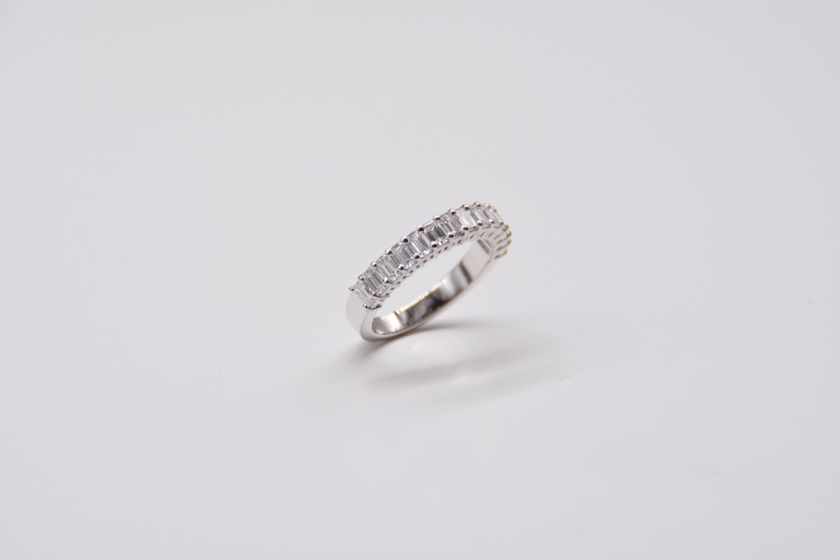 Bague De Fiançailles Diamants Surmontée D’or Blanc -photo-6