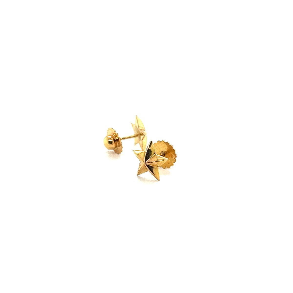 French Vintage Star Shape Earrings Yellow Gold 18 Karat-photo-2