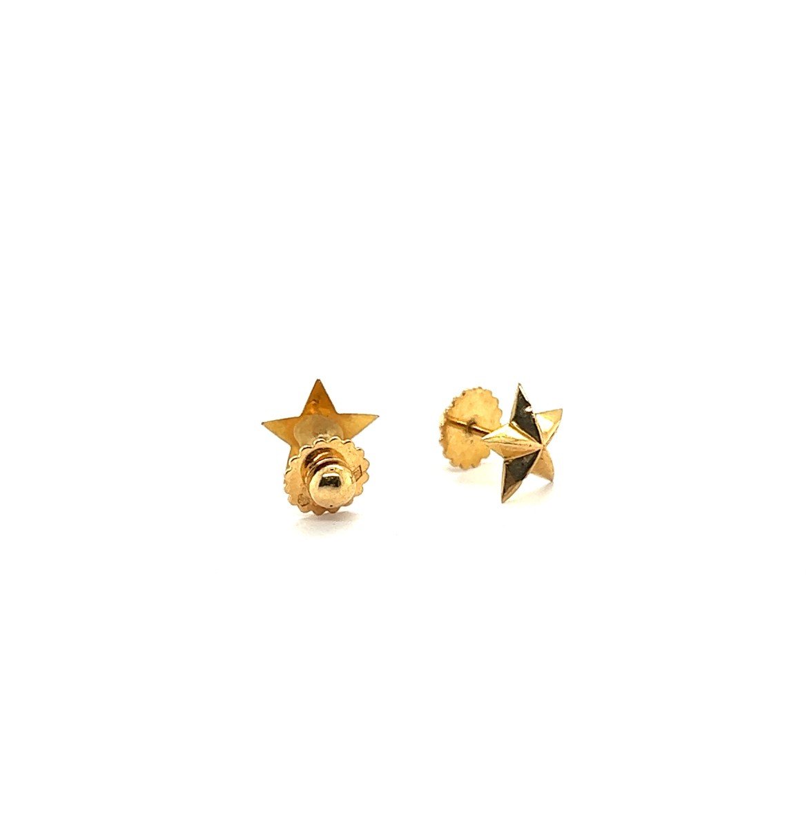 French Vintage Star Shape Earrings Yellow Gold 18 Karat