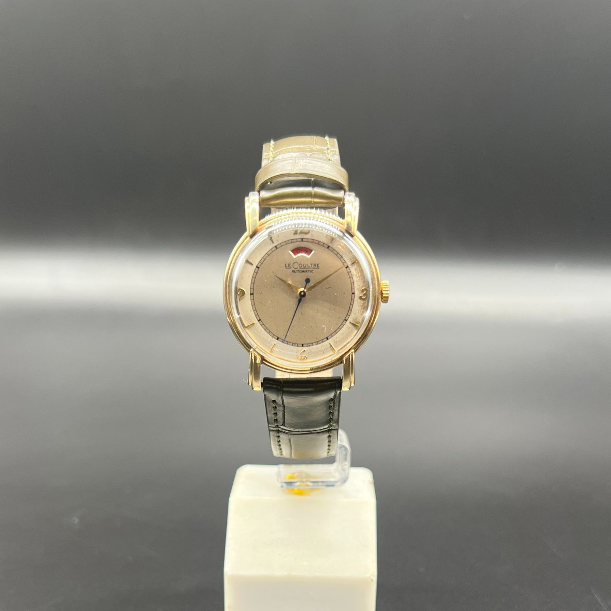 Lecoultre & Cie Vintage Watch Power Reserve White Dial Gold Plated Case-photo-7