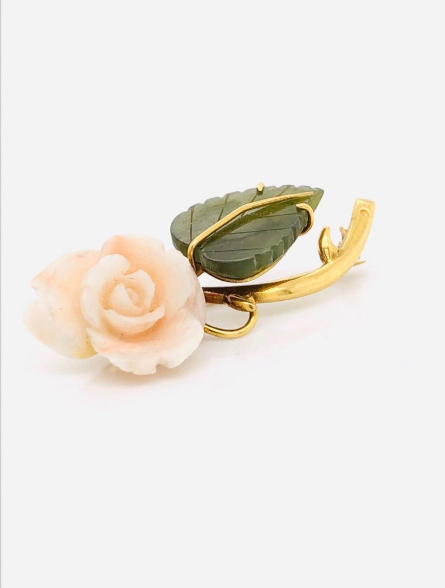 Broche Florale Des Années 1950 Or Jaune 18 Carats-photo-4