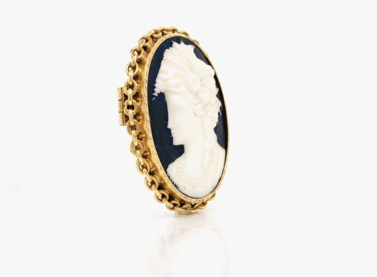 Antique French Brooche Cameo Color Gold Circa 18 Karat-photo-1