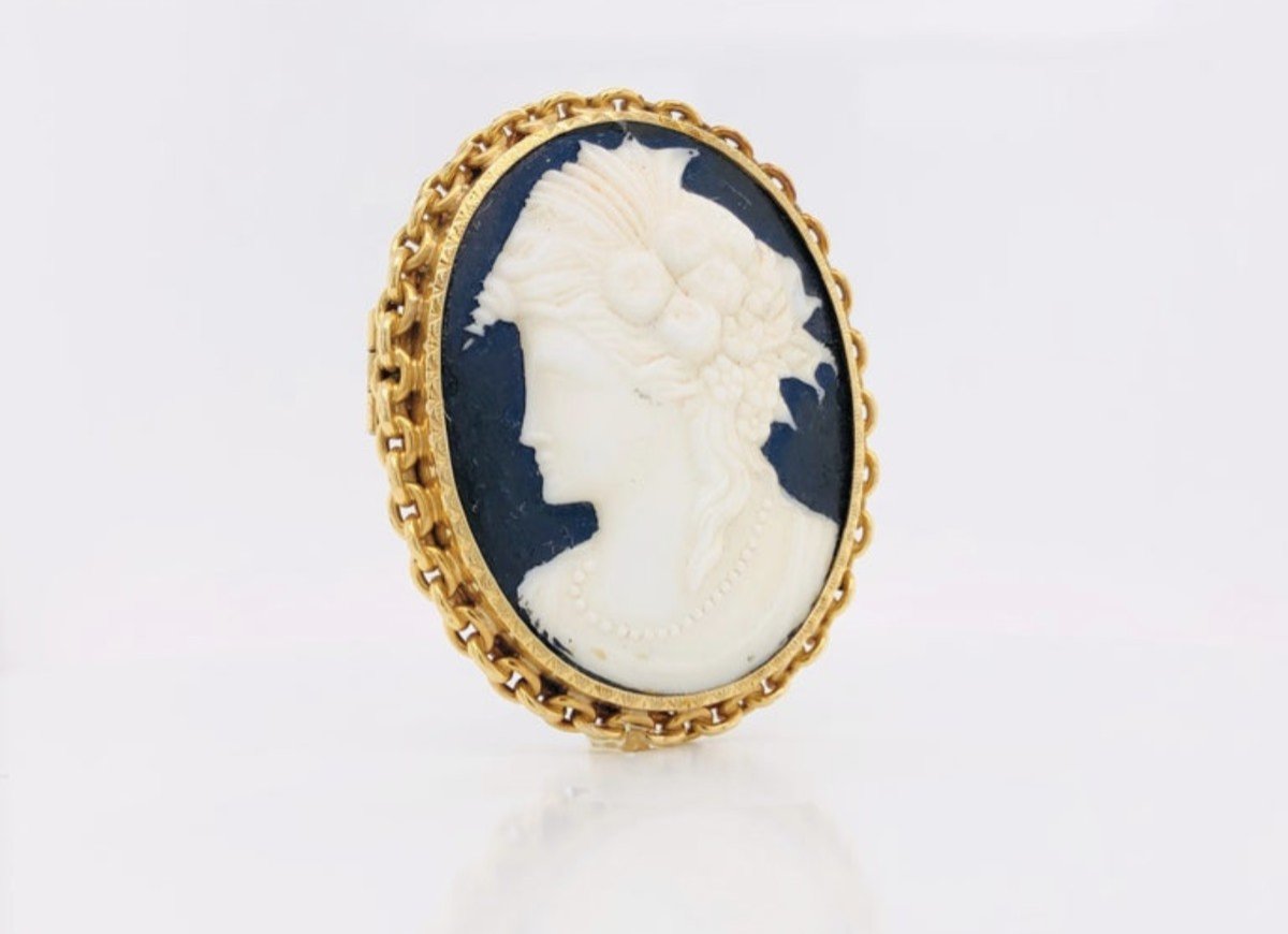 Antique French Brooche Cameo Color Gold Circa 18 Karat-photo-5