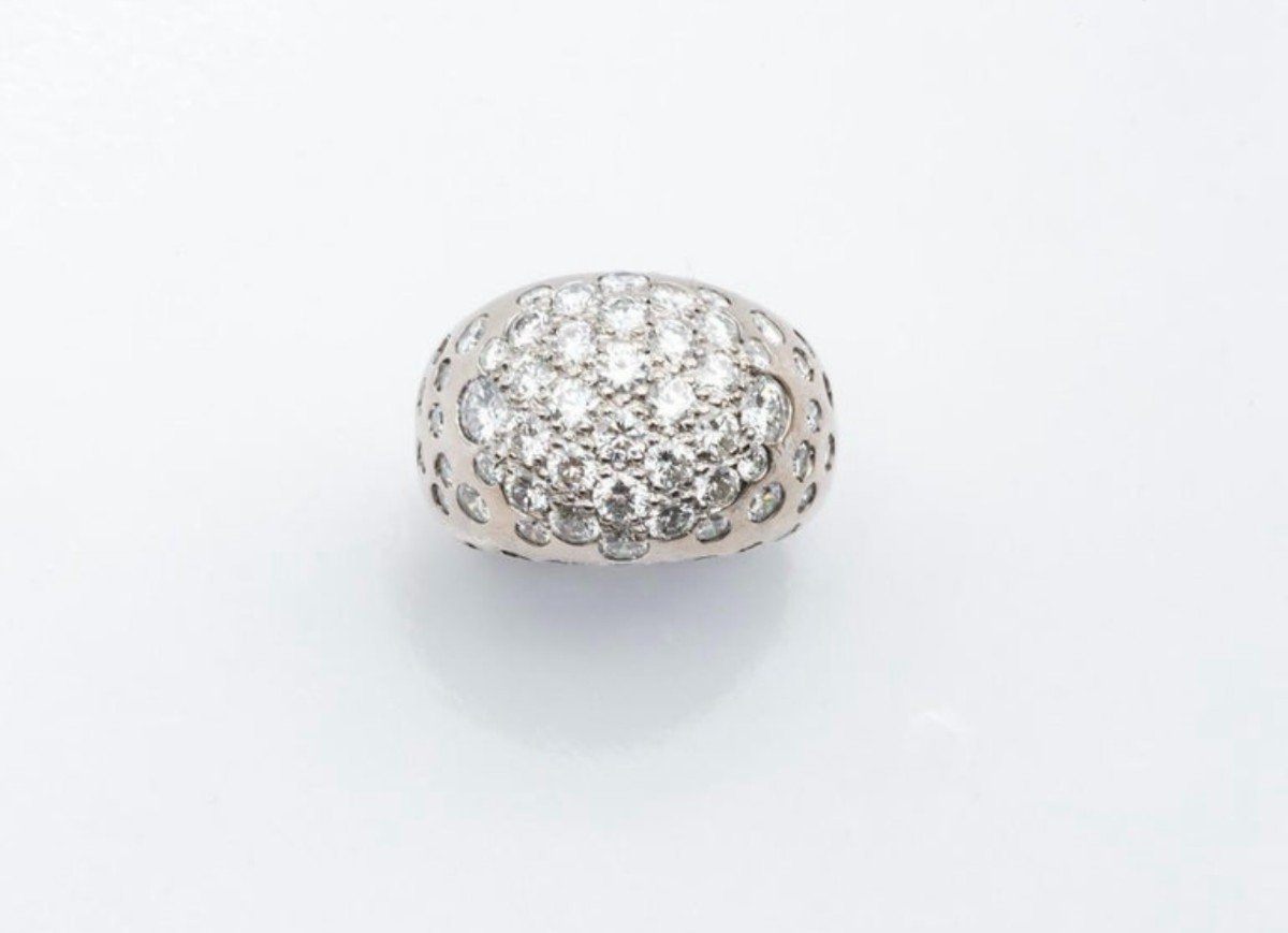 Bague Dôme 54 Diamants Taille Brillant Or 18 Carats-photo-3