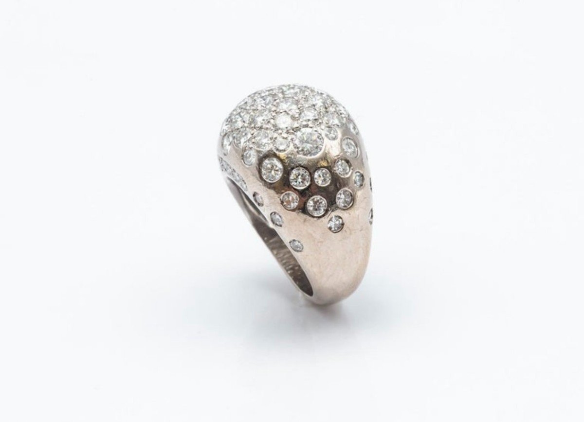 Bague Dôme 54 Diamants Taille Brillant Or 18 Carats-photo-1