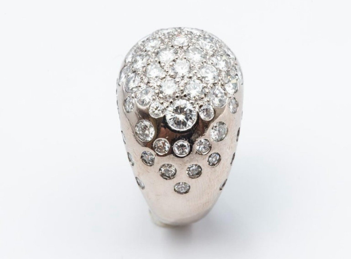 Bague Dôme 54 Diamants Taille Brillant Or 18 Carats-photo-3