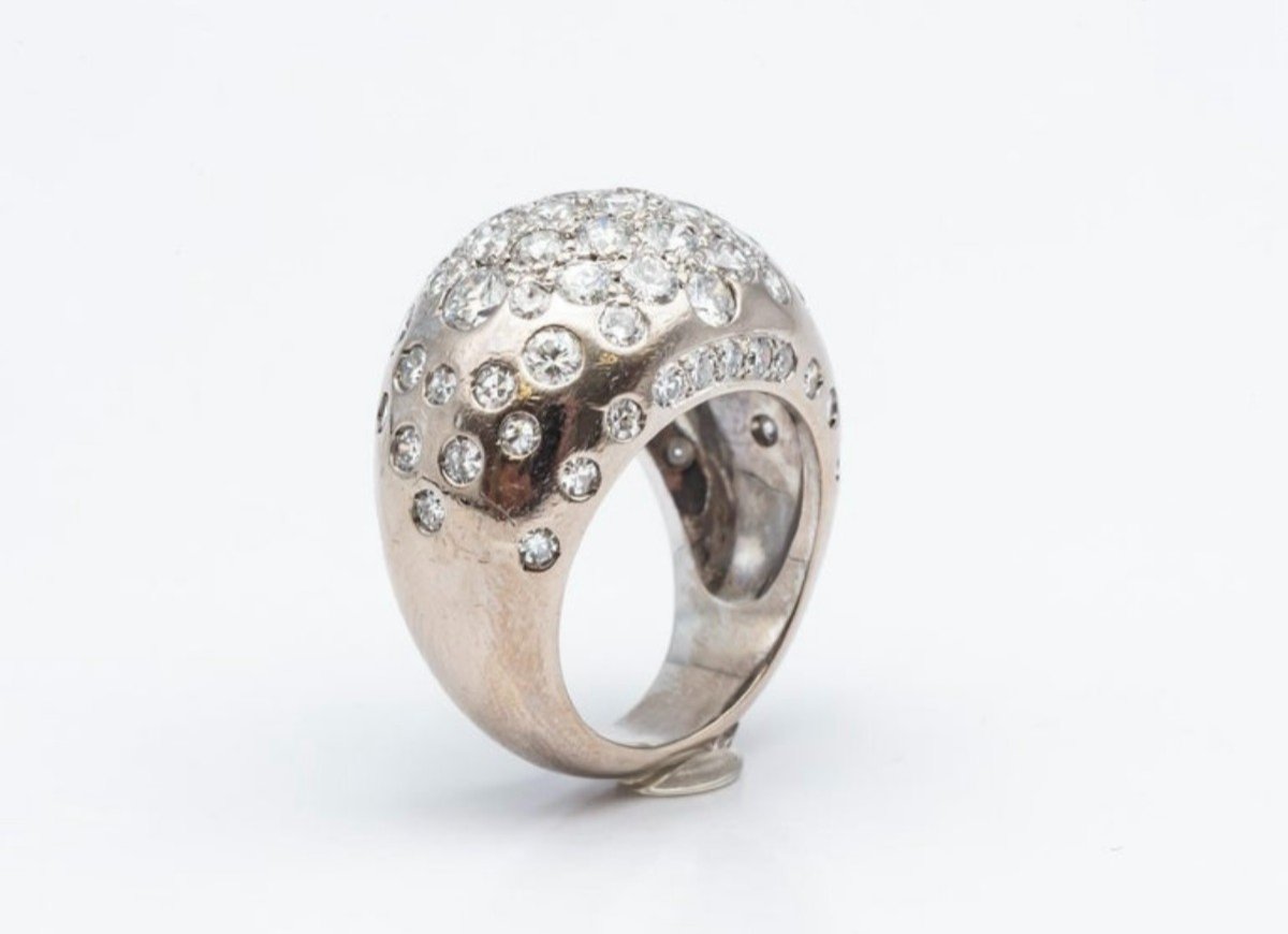 Bague Dôme 54 Diamants Taille Brillant Or 18 Carats-photo-5