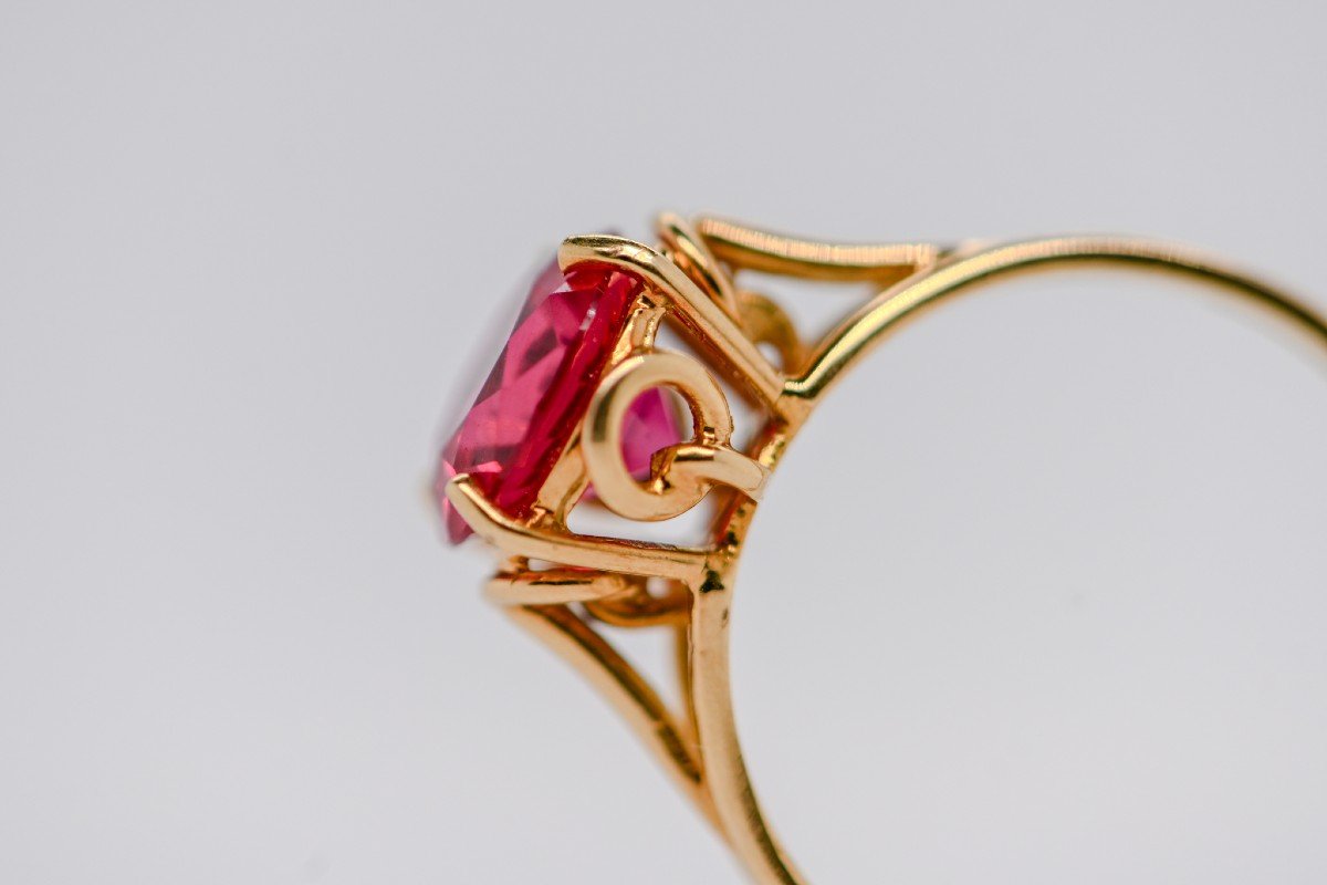 Gold Ring With Rubellite Solitaire-photo-2