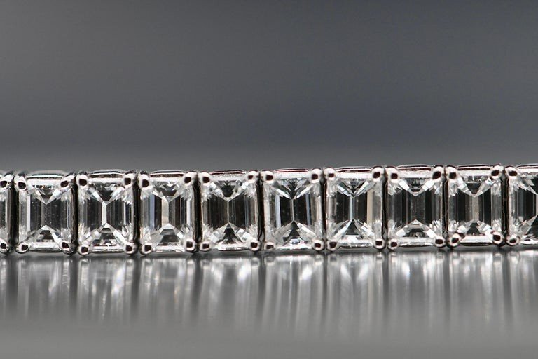 Emerald Cut Diamonds Tennis Bracelet Color D Platinum Hrd-photo-3
