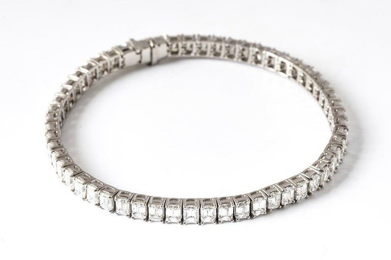 Emerald Cut Diamonds Tennis Bracelet Color D Platinum Hrd-photo-2