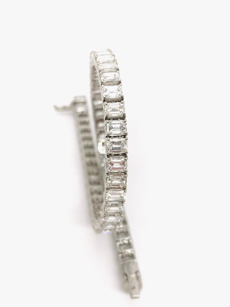 Emerald Cut Diamonds Tennis Bracelet Color D Platinum Hrd-photo-3