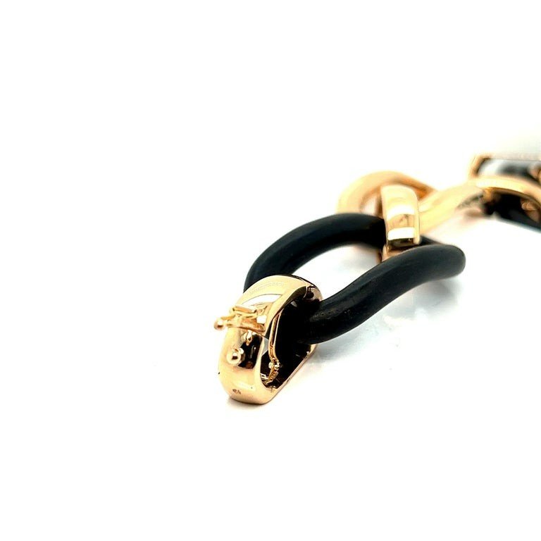 Bracelet Articulé Bois d'ébène Or Rose -photo-2