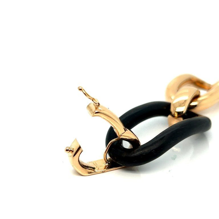 Bracelet Articulé Bois d'ébène Or Rose -photo-3