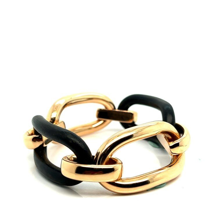 Bracelet Articulé Bois d'ébène Or Rose -photo-4