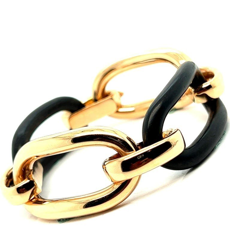 Bracelet Articulé Bois d'ébène Or Rose -photo-5
