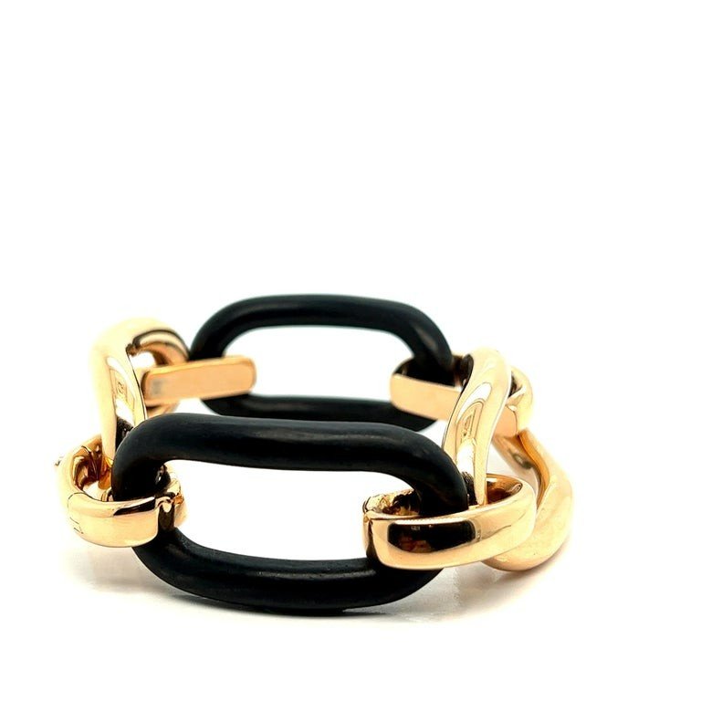 Bracelet Articulé Bois d'ébène Or Rose -photo-6