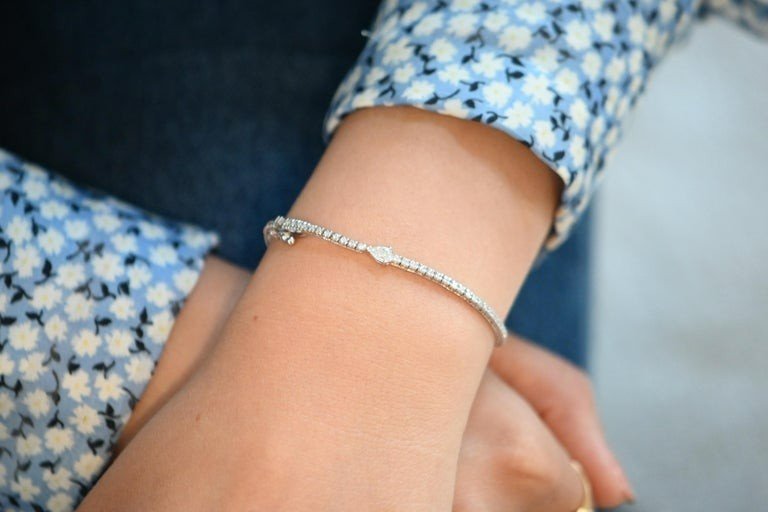 Bracelet De Tennis En Or Blanc 18 Carats Et Diamants-photo-2