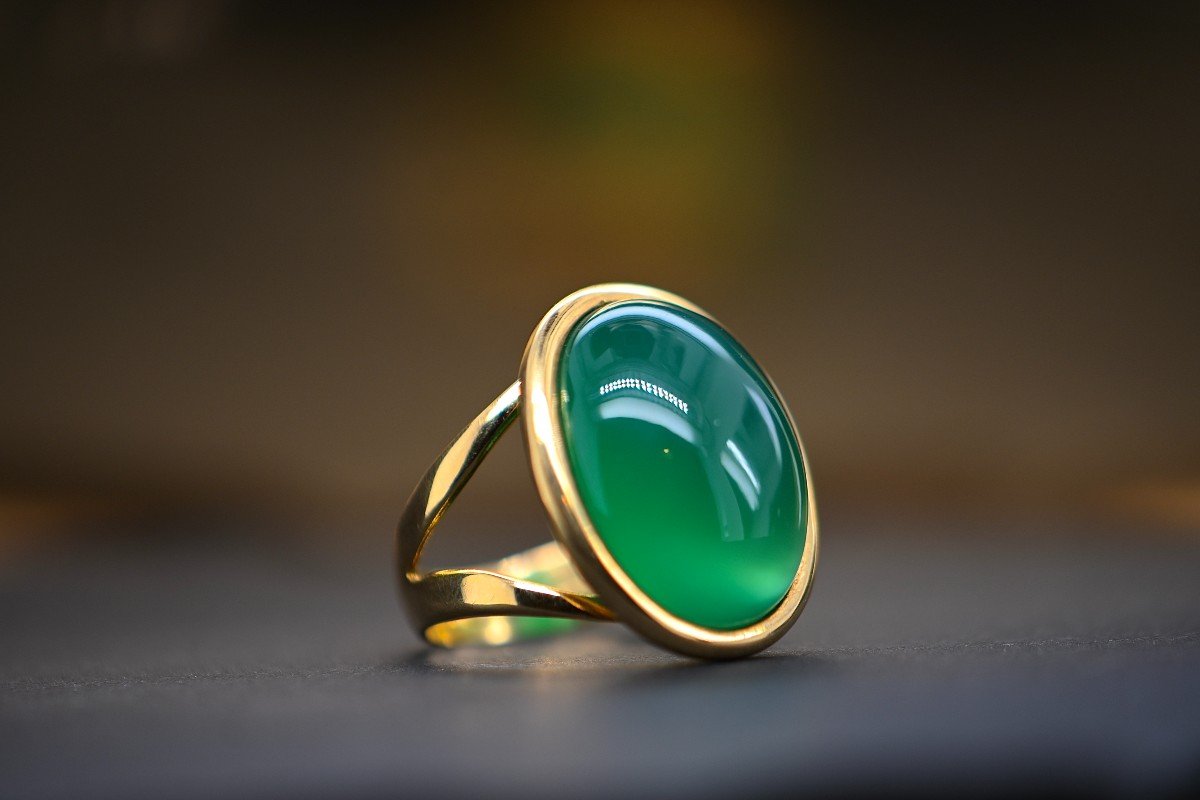 18-karat Gold And Green Agathe Ring-photo-2