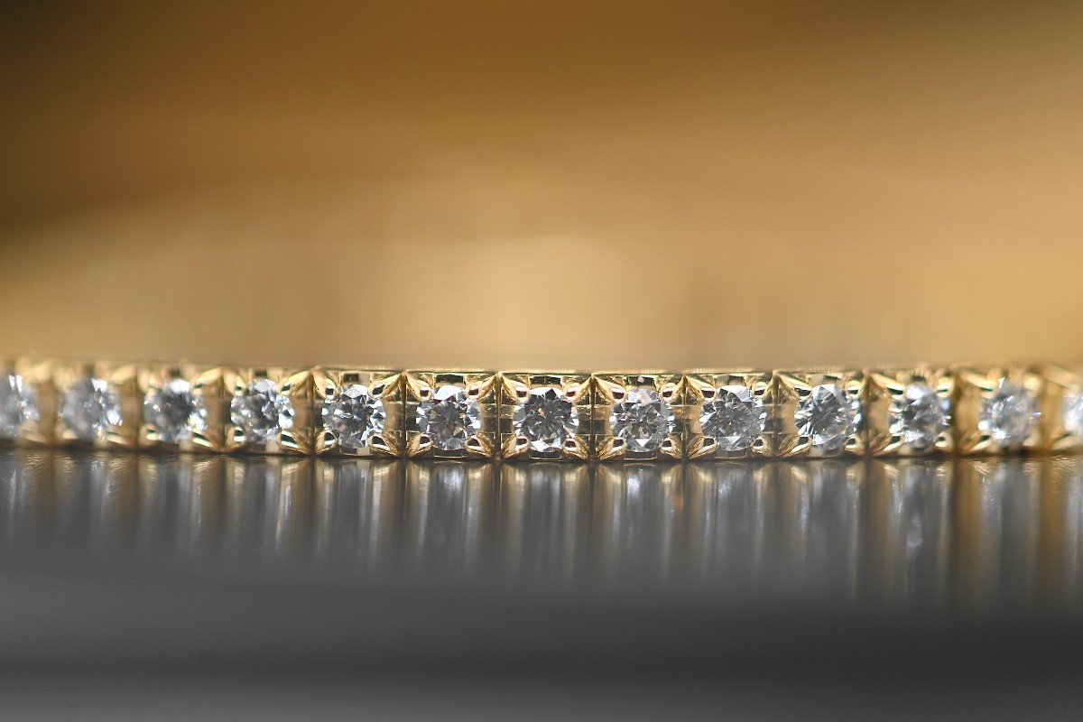 Tennis Bracelet In 18-carat Yellow Gold Adorned With Diamonds-photo-1
