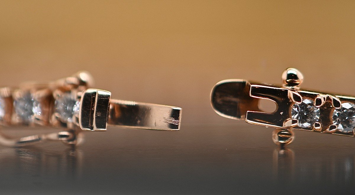 Bracelet De Tennis En Or Rose 18 Carats Orné De Diamants-photo-2