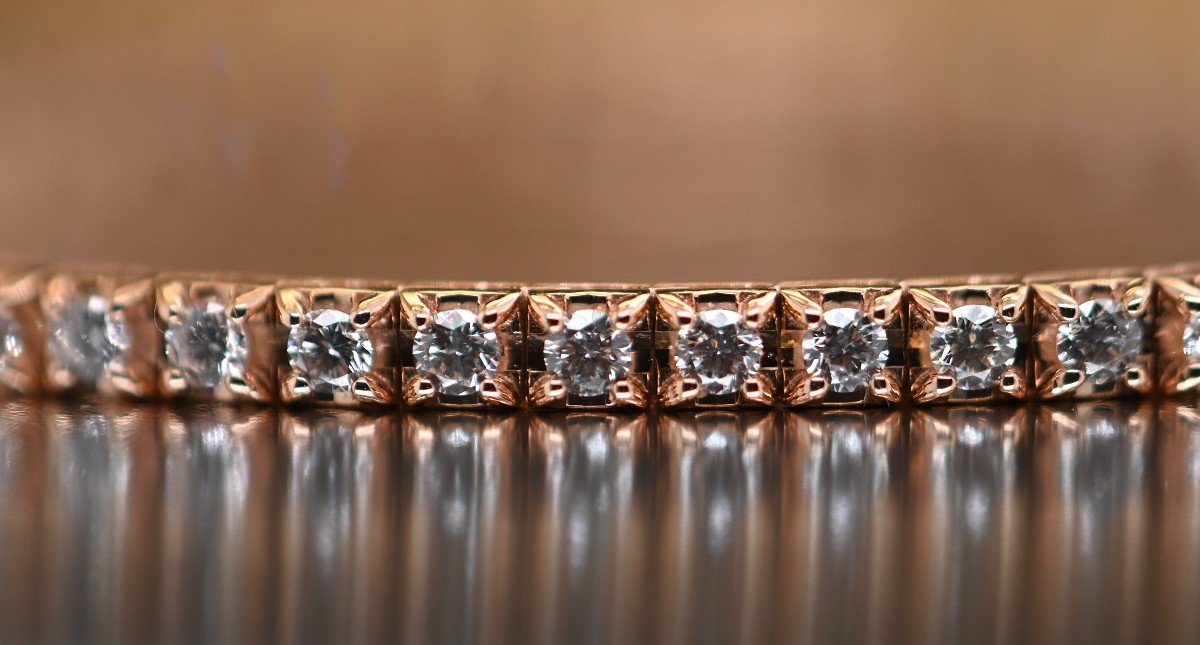 Bracelet De Tennis En Or Rose 18 Carats Orné De Diamants-photo-3