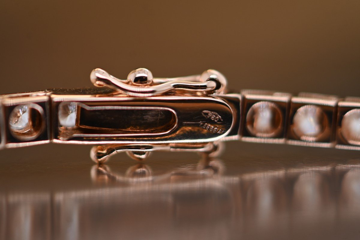 Bracelet De Tennis En Or Rose 18 Carats Orné De Diamants-photo-1