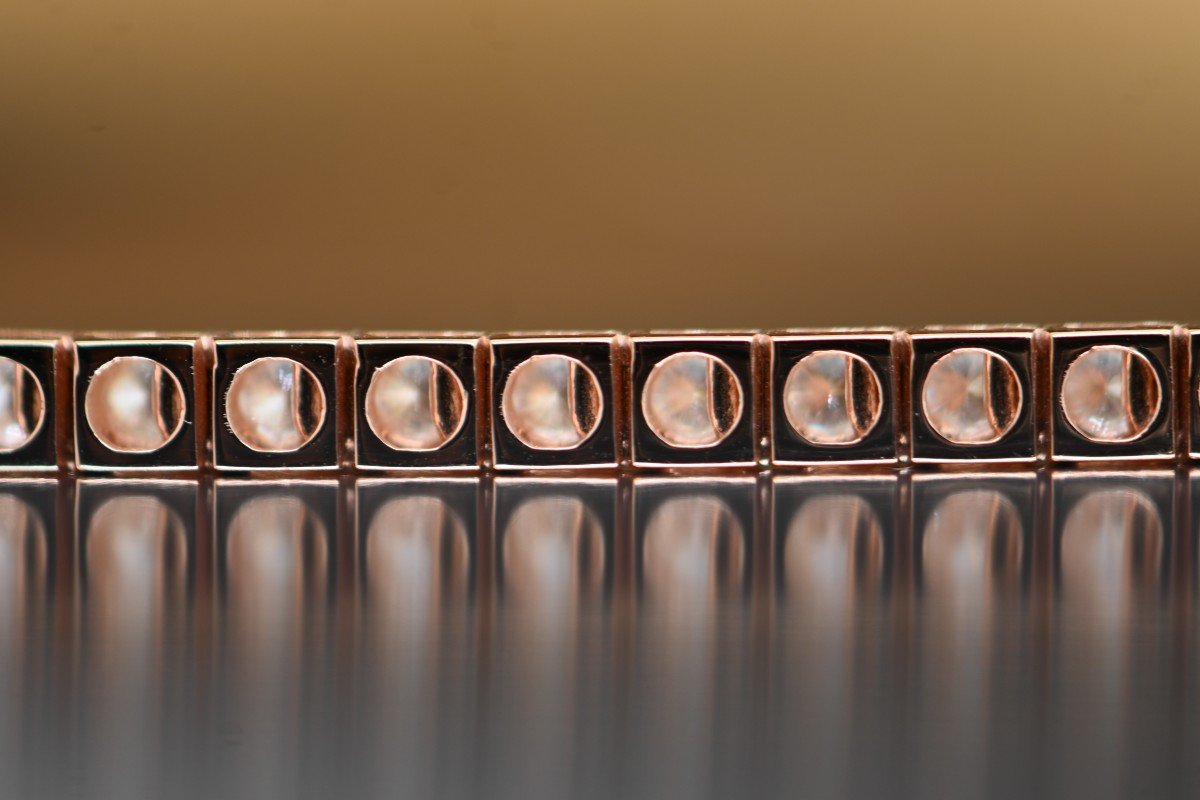 Bracelet De Tennis En Or Rose 18 Carats Orné De Diamants-photo-2