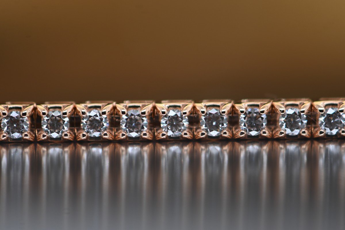 Bracelet De Tennis En Or Rose 18 Carats Orné De Diamants-photo-3