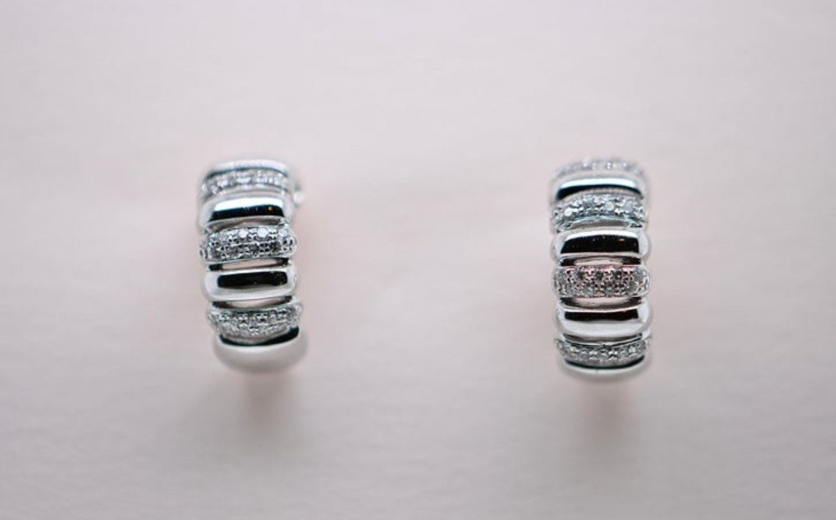 Boucles d'Oreilles En Or Blanc 18 Carats Avec Diamants De 0,360 Carat-photo-1
