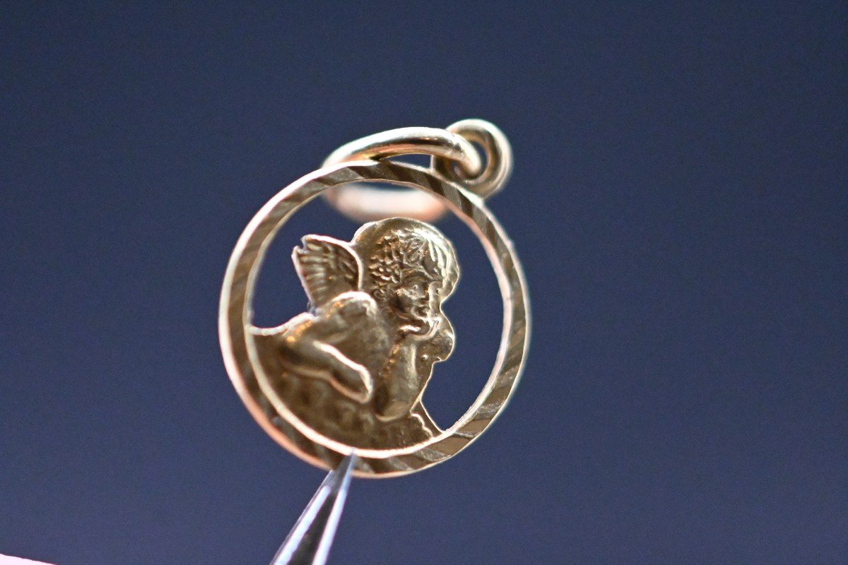 Pendentif En Or 18 Carats Représentant Un Ange-photo-4