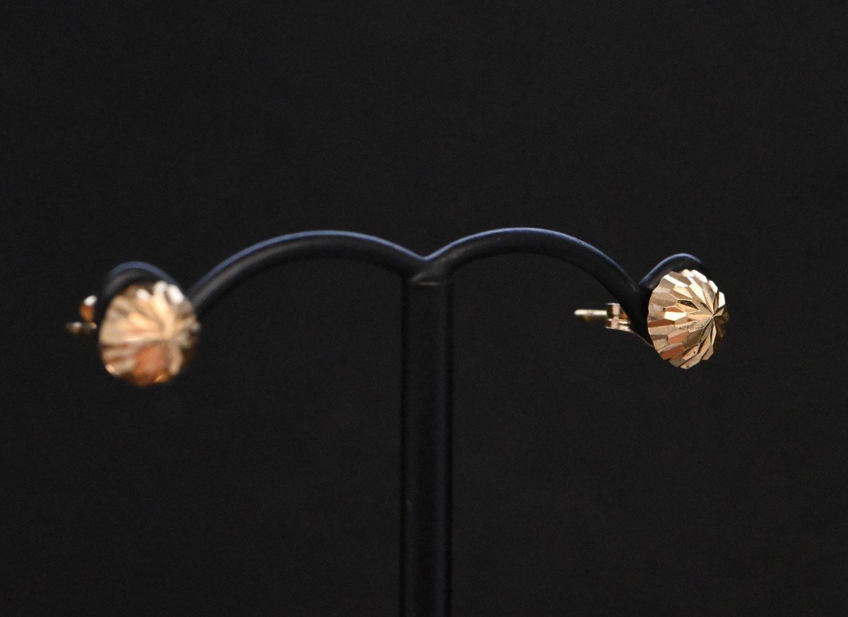 Boucles d'Oreille Rondes Rayonnées Or 18 Carats-photo-1