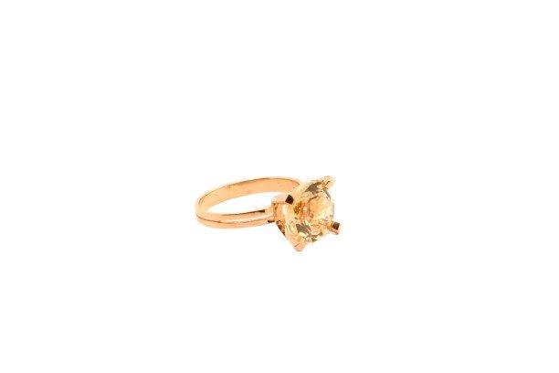 Bague Ornée d'Une Citrine Taille Brillant Or 18 Carats