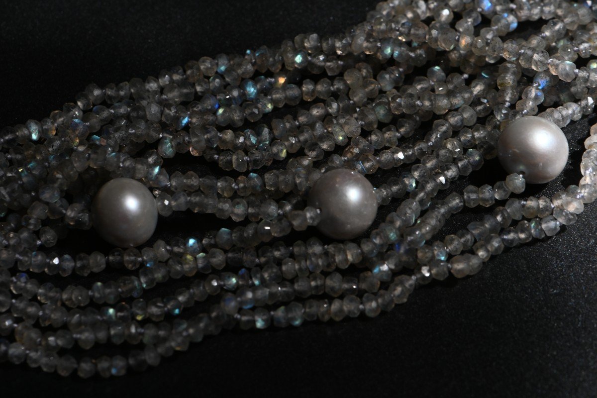 Bracelet In Labradorite Beads And Cultured Pearls-photo-1