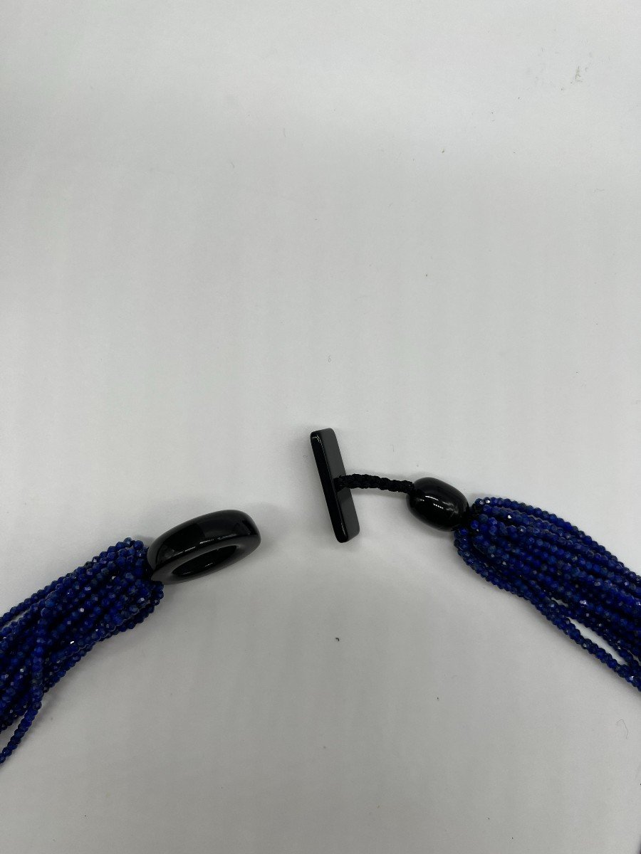 Collier Sautoir Lapis Lazulis Perle Baroque Fermoir Bakelit-photo-1