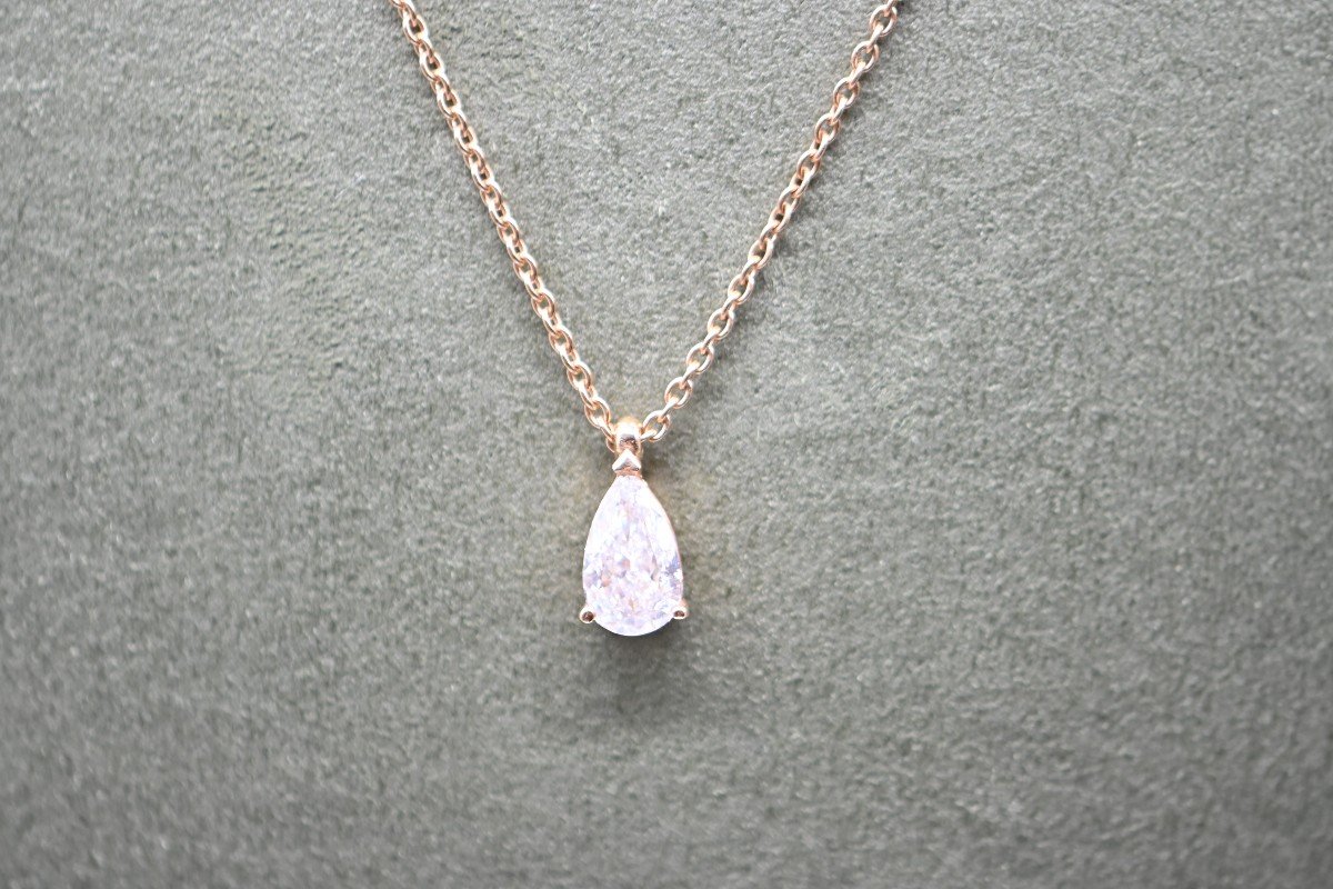 Diamond Solitaire Necklace, 18k Rose Gold