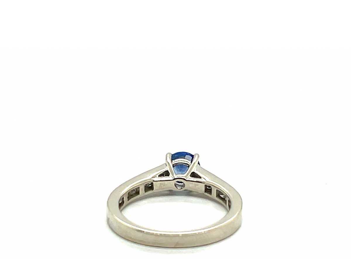 Bague Or Blanc 18 Carats Saphir et Diamants 0.800 Carats-photo-2