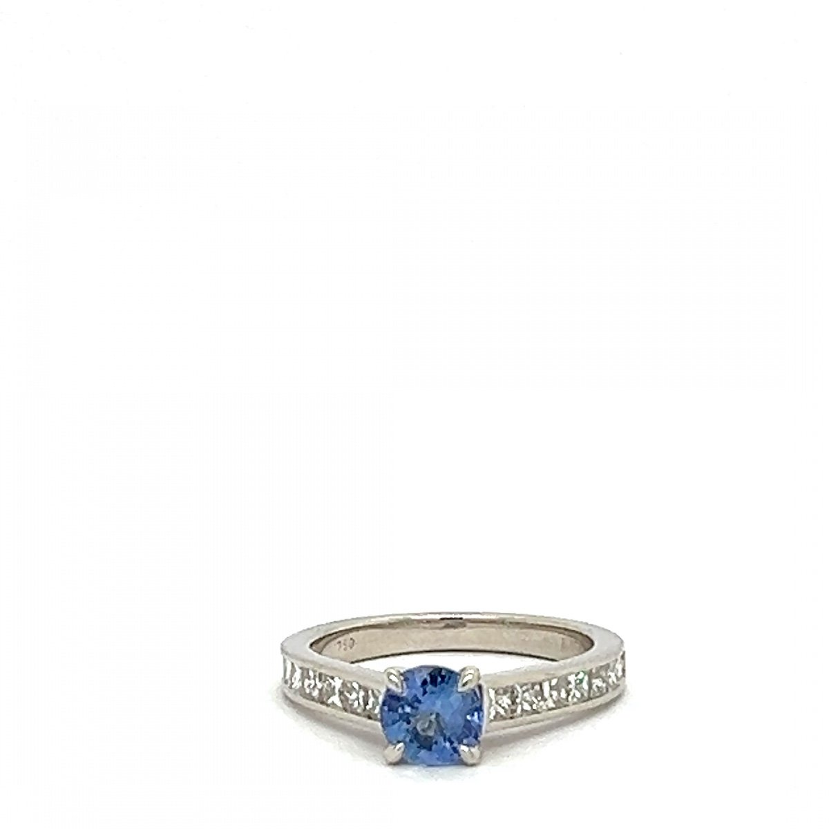 Bague Or Blanc 18 Carats Saphir et Diamants 0.800 Carats-photo-4