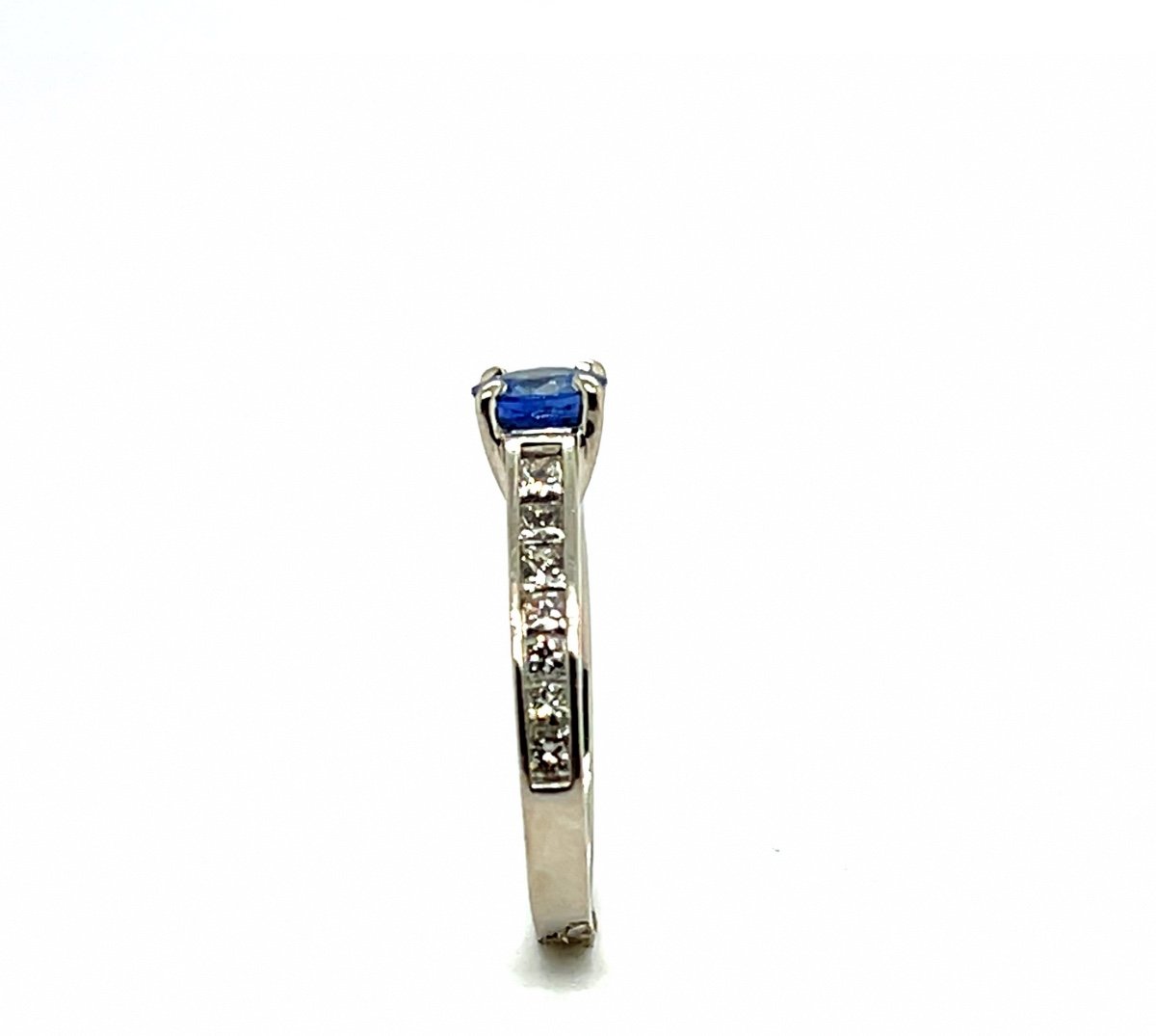 Bague Or Blanc 18 Carats Saphir et Diamants 0.800 Carats-photo-3