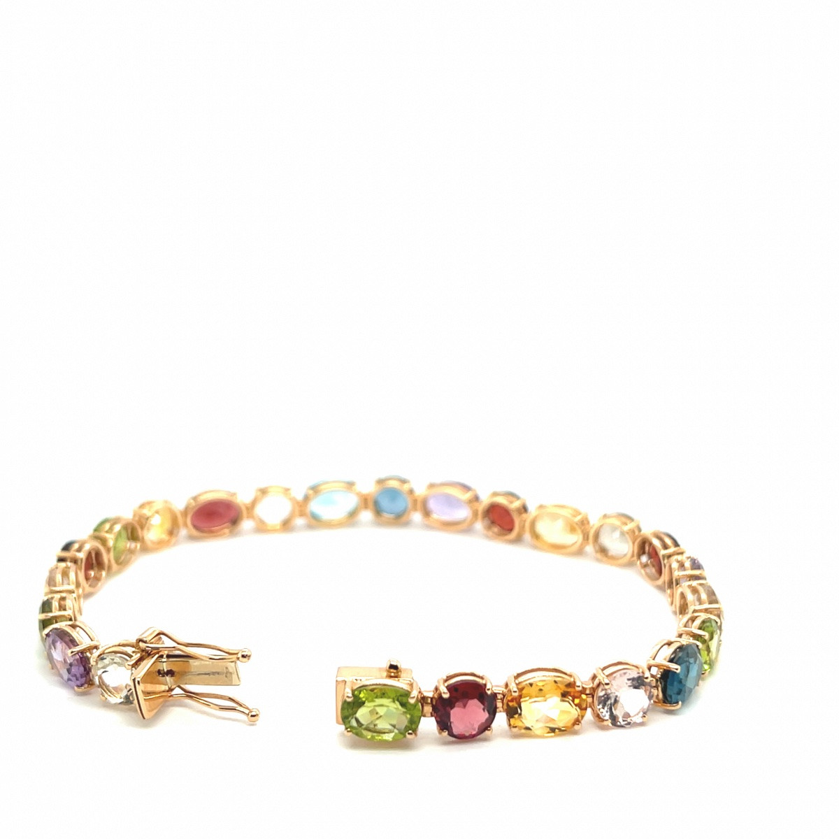 18k Rose Gold Bracelet With Multi-colored And Flexible Semi-precious Stones-photo-4
