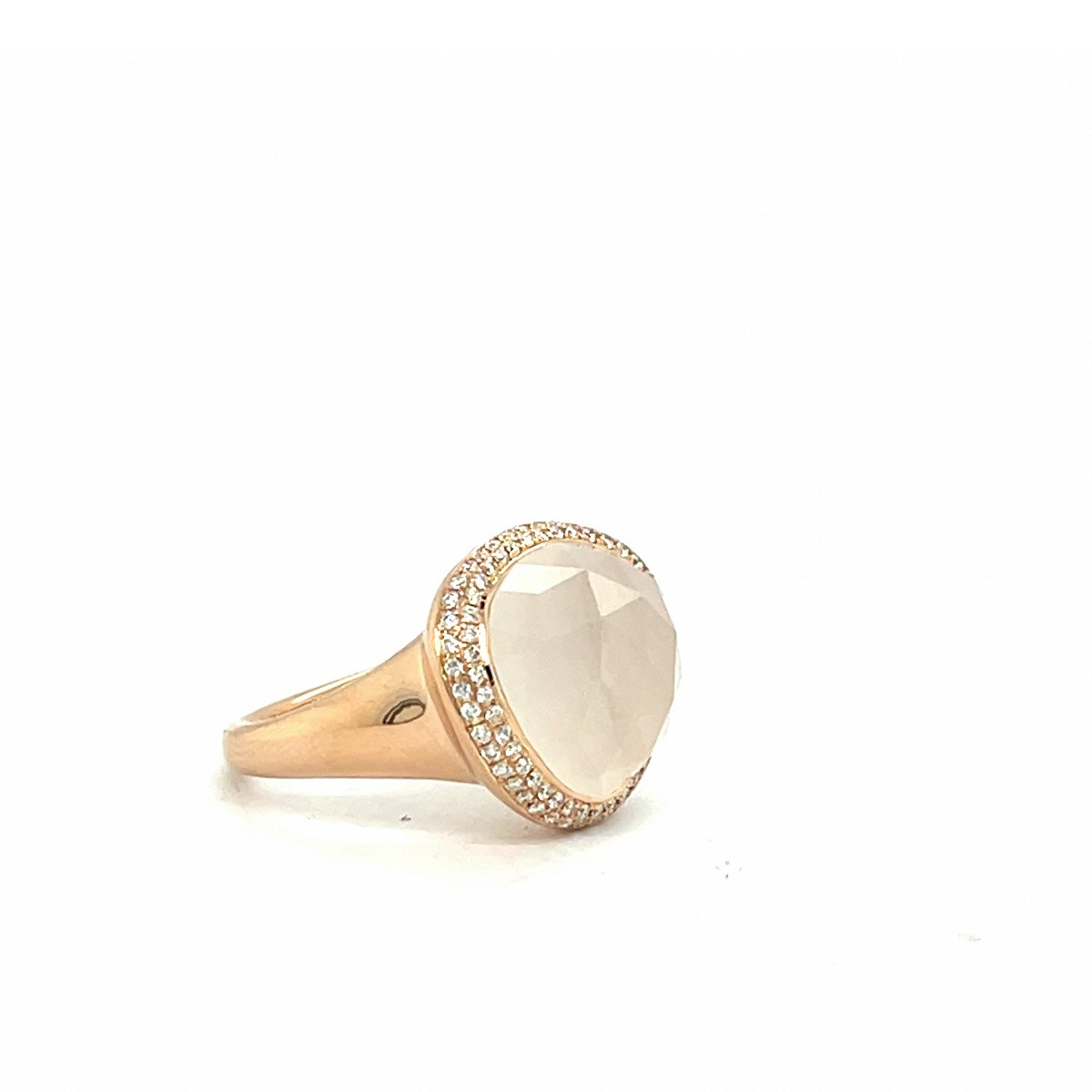 18k Rose Gold Ring With 8.05ct White Quartz And Diamond-photo-2