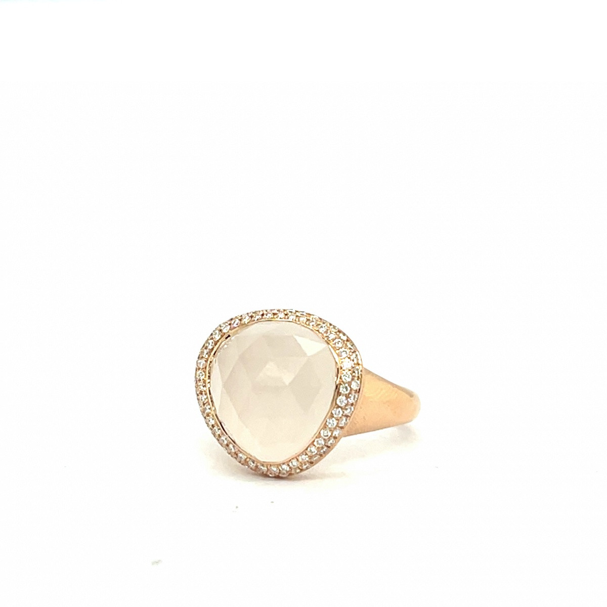 18k Rose Gold Ring With 8.05ct White Quartz And Diamond-photo-3