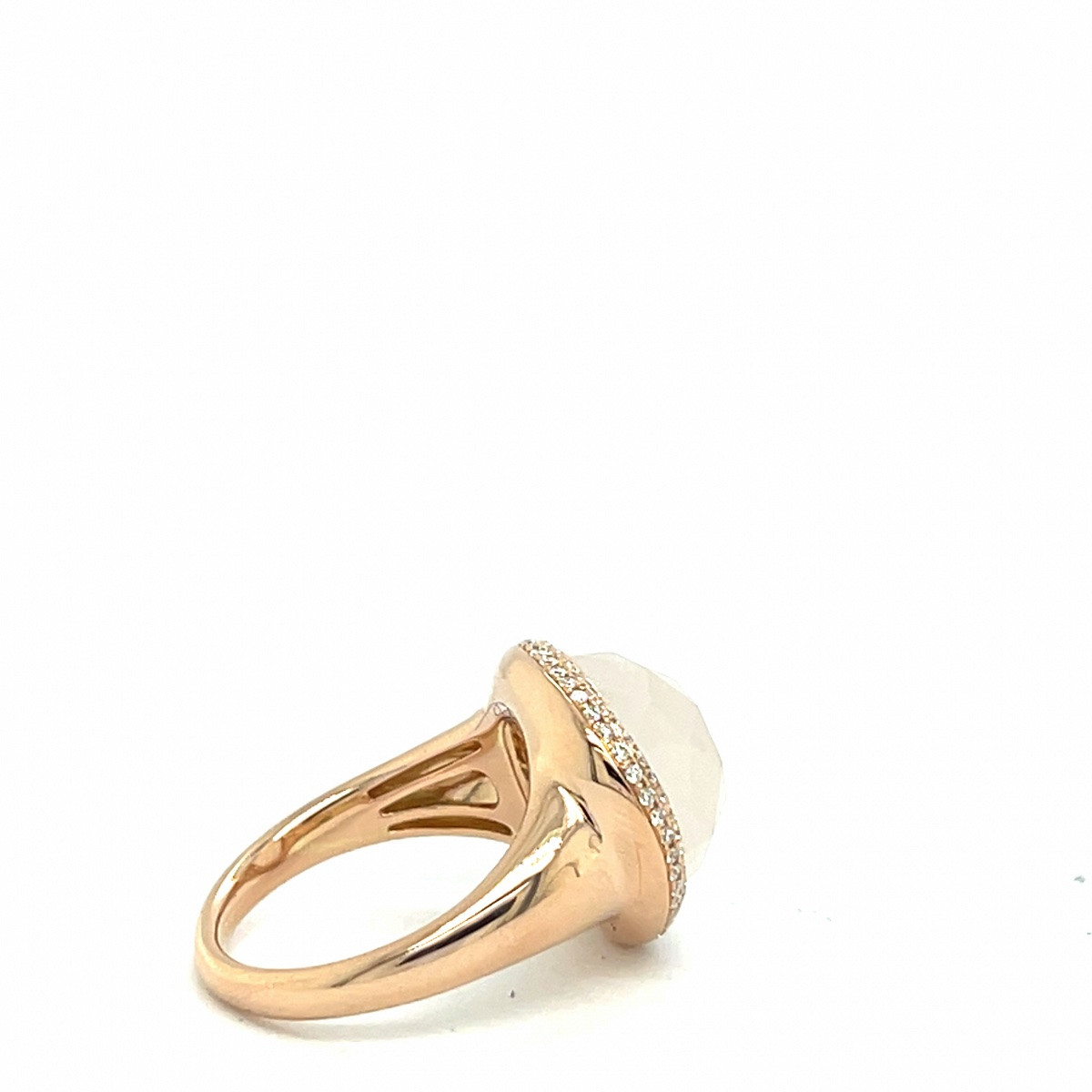 18k Rose Gold Ring With 8.05ct White Quartz And Diamond-photo-4