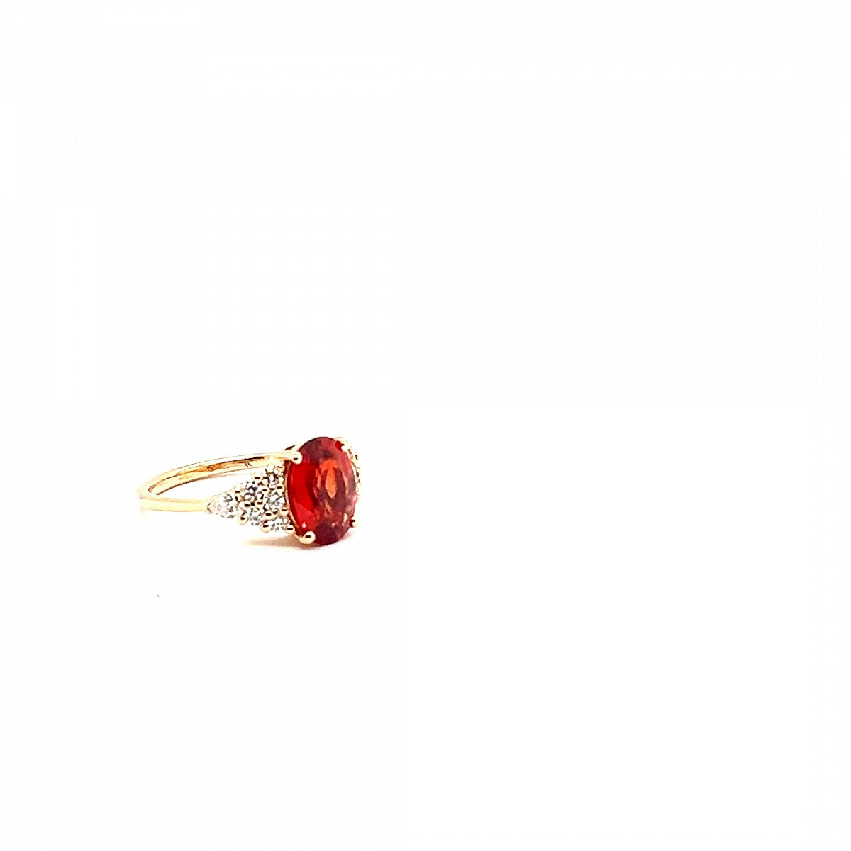 Bague En Or 18 Carats Avec Saphir Orange De Madagascar Et Diamants-photo-4