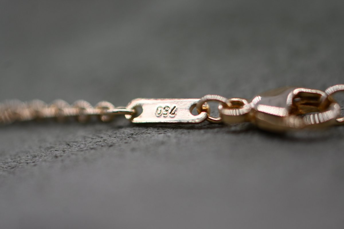 Collier En Or Jaune 18 Carats Avec Perle Des Mers Du Sud Couleur Champagne Et Diamants-photo-2