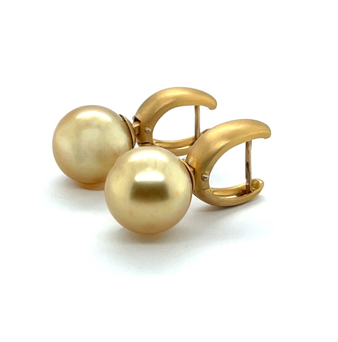 Boucles D’Oreilles En Perles Champagne Et Or Jaune 18K-photo-2