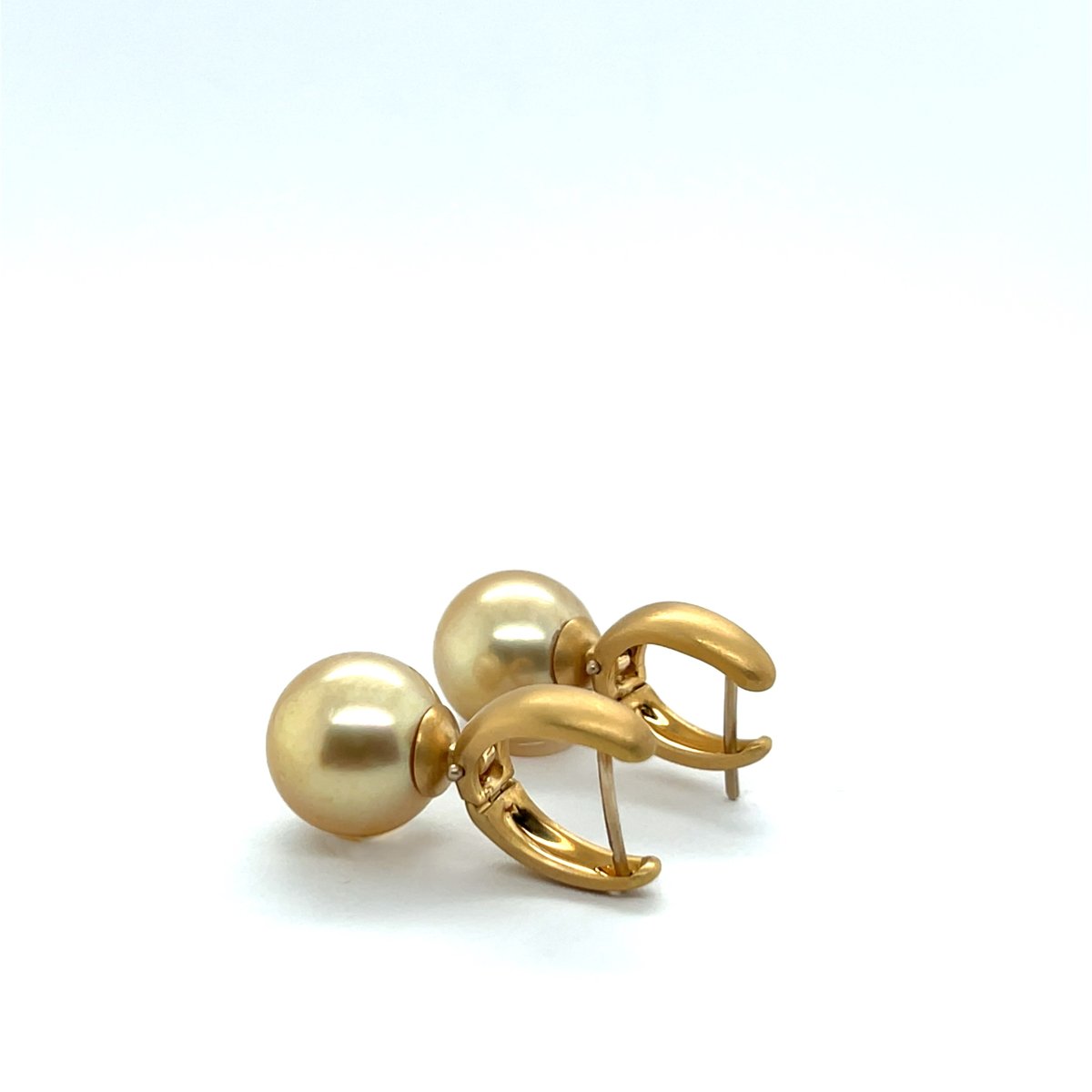 Boucles D’Oreilles En Perles Champagne Et Or Jaune 18K-photo-5