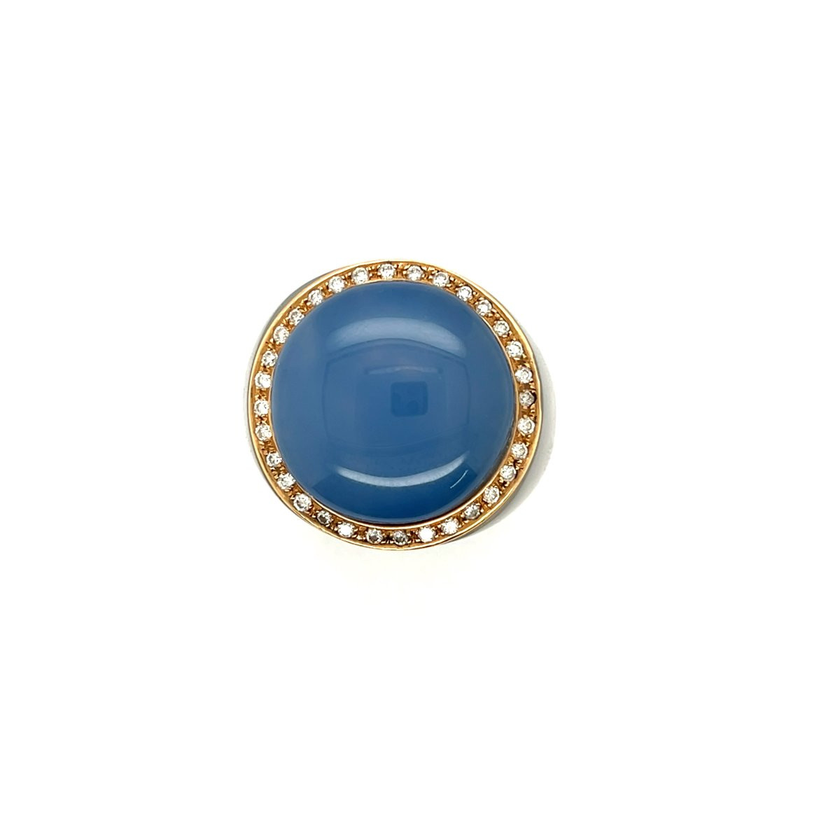 Bague En Bakélite Avec Calcédoine, Diamants Et Accents En Or-photo-4